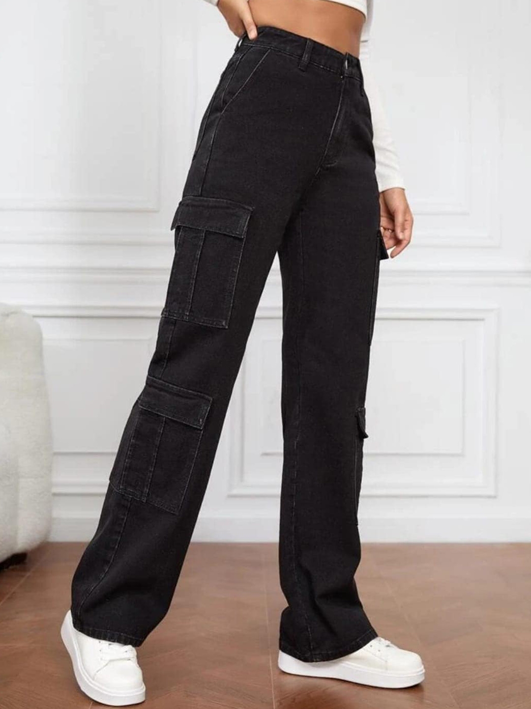 Buy BROADSTAR Women Smart Wide Leg High Rise Clean Look Stretchable ...
