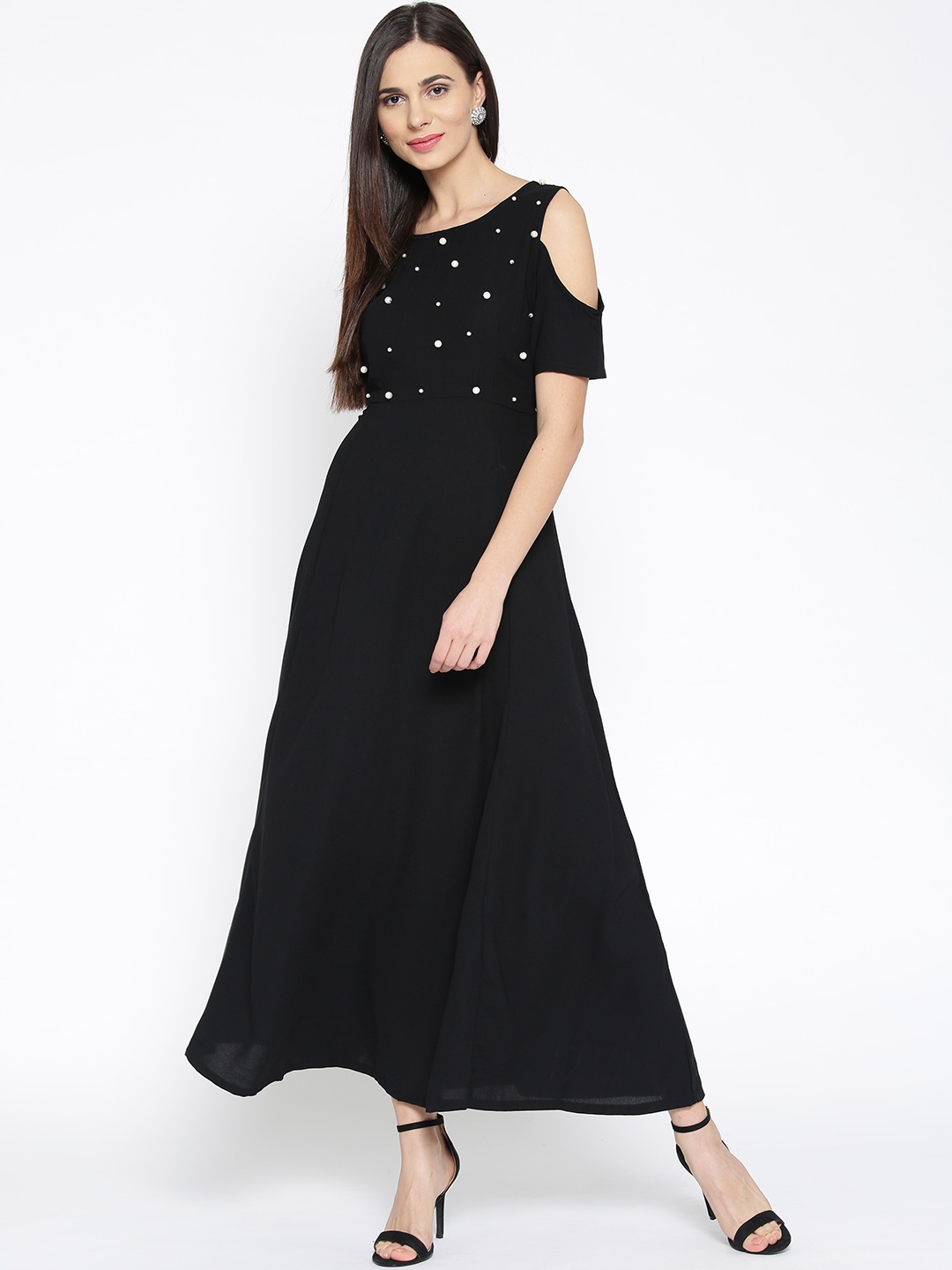 Buy PlusS Women Black Embellished Maxi Dress Dresses for