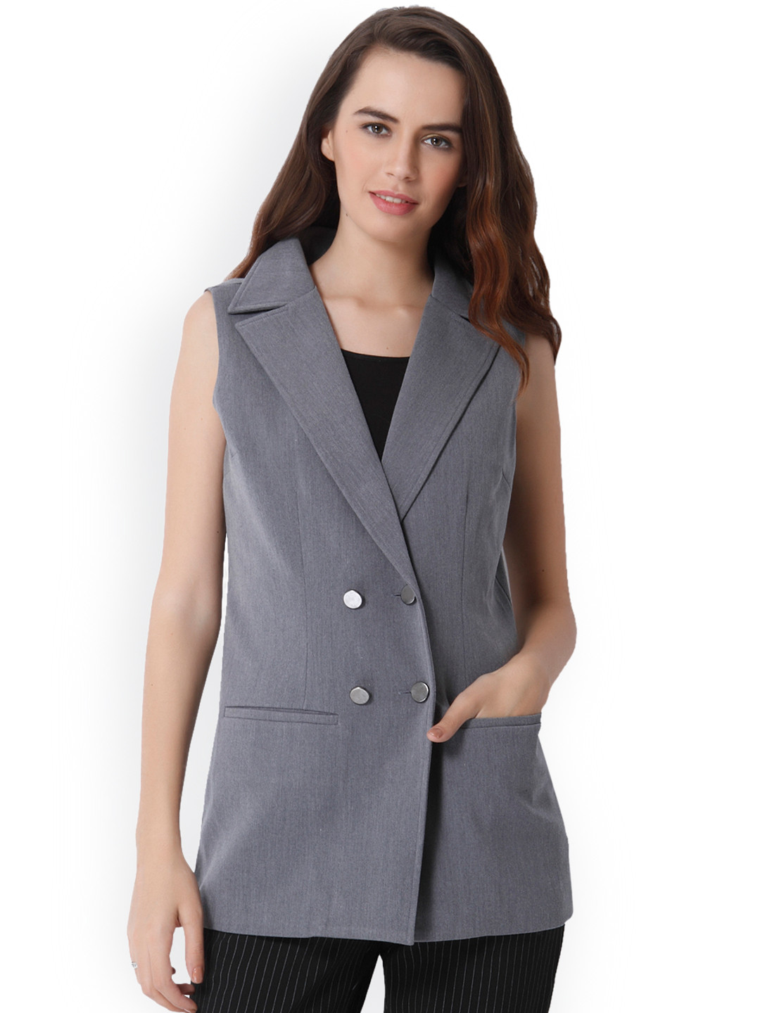 Buy ONLY Grey Waistcoat Waistcoat for Women 2468869 Myntra