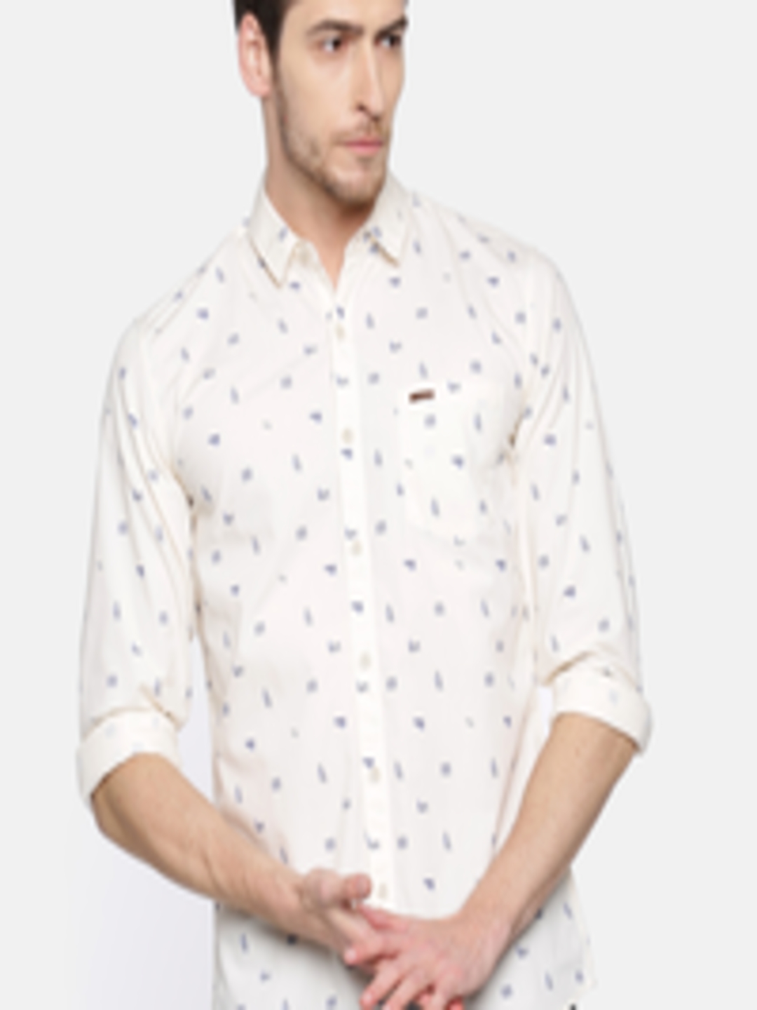 Buy Wrangler Men Beige Regular Fit Printed Casual Shirt - Shirts for ...