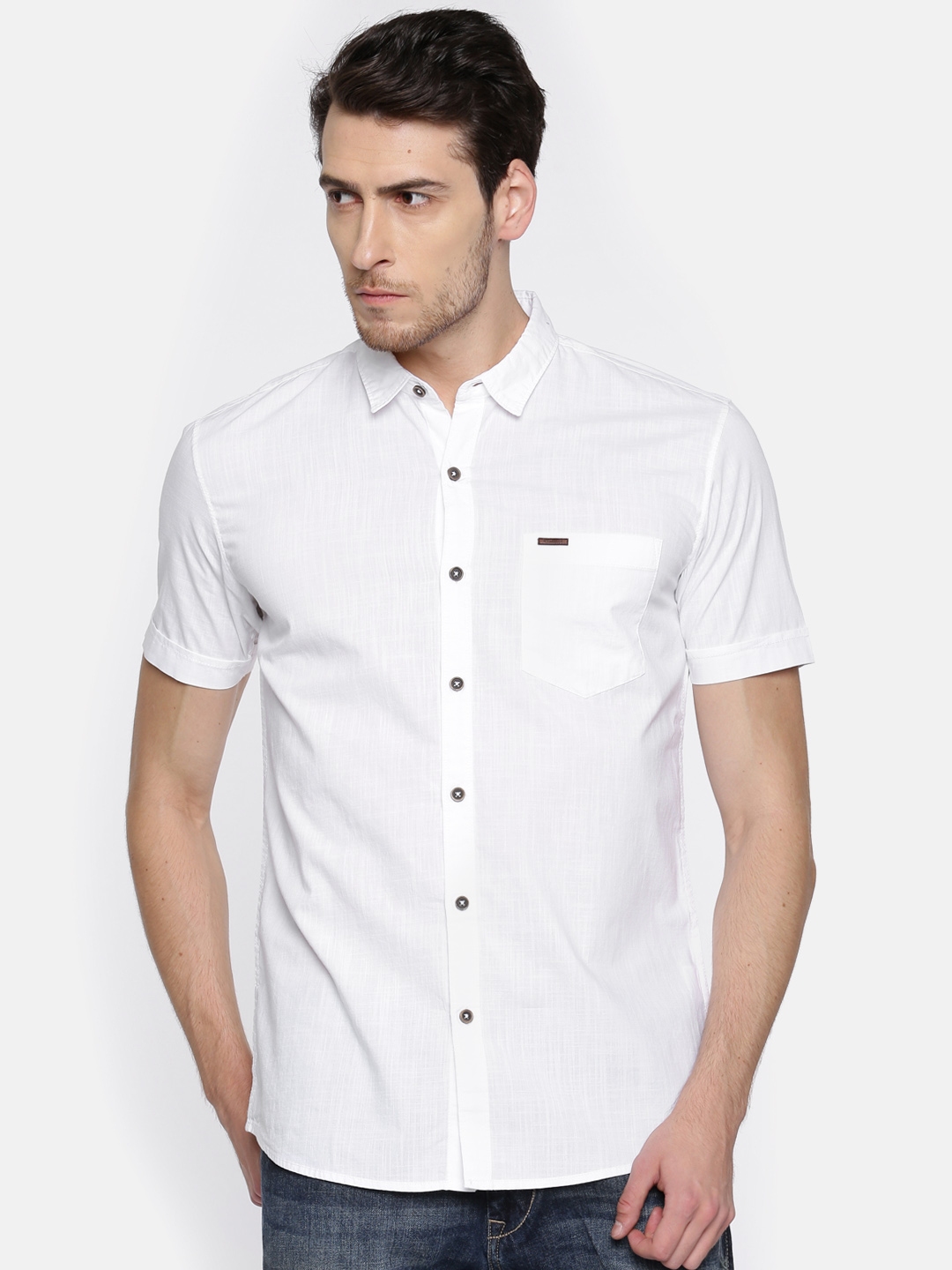 Buy Wrangler Men White Regular Fit Solid Casual Shirt - Shirts for Men ...