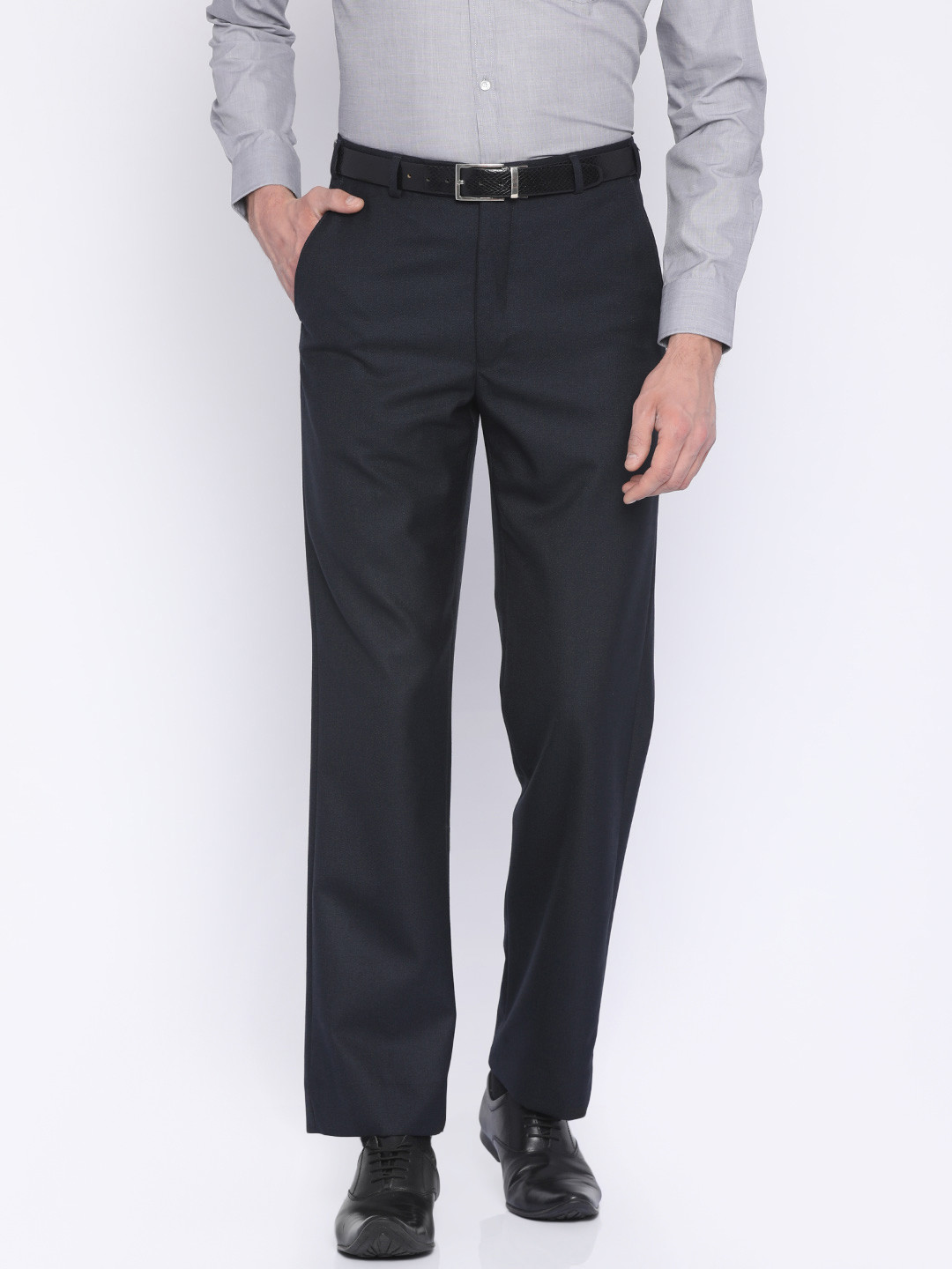 Buy Park Avenue Men Blue Comfort Fit Solid Formal Trousers - Trousers ...