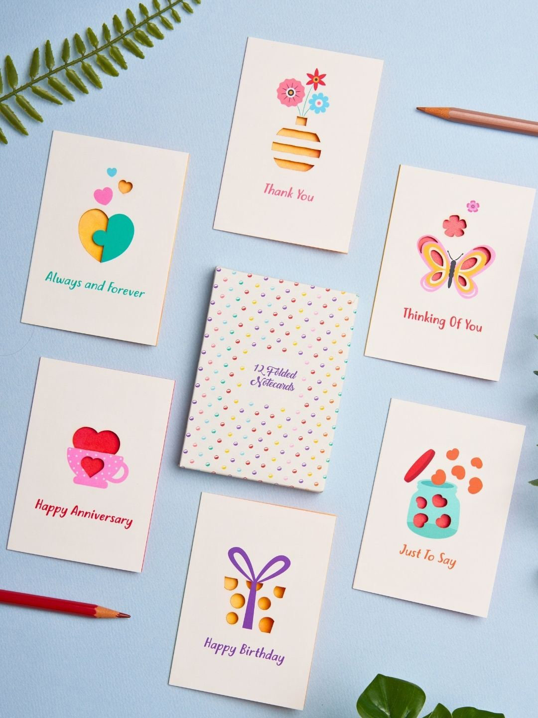 Buy Doodle Set Of 12 Blank Laser Cut Notecards Stationery for Unisex