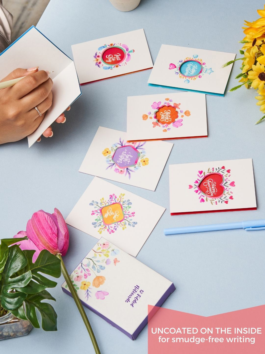 Buy Doodle Set Of 12 Blank Laser Cut Notecards Stationery for Unisex