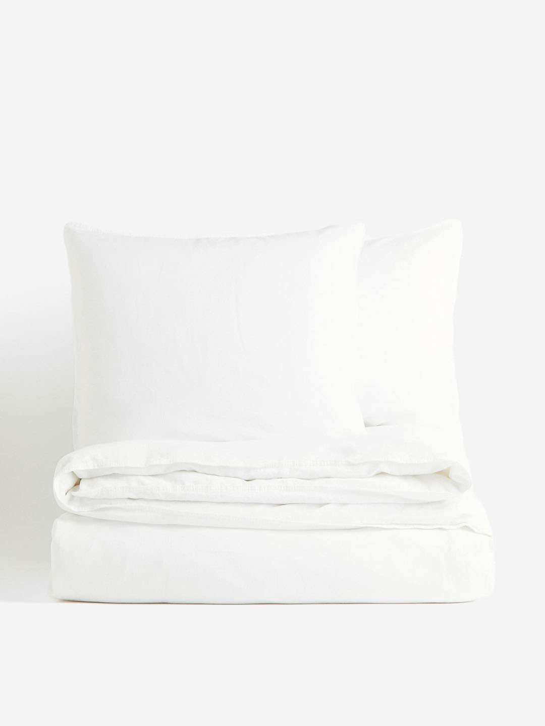 Buy H&M White Linen Blend Double/King Size Duvet Cover Set Duvet