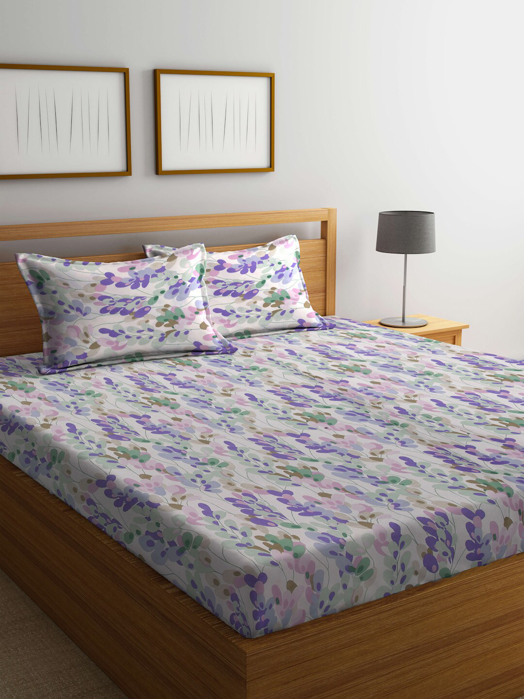 Buy BOMBAY DYEING SilverBell 120TC One Double Bed Sheet With Two Pillow
