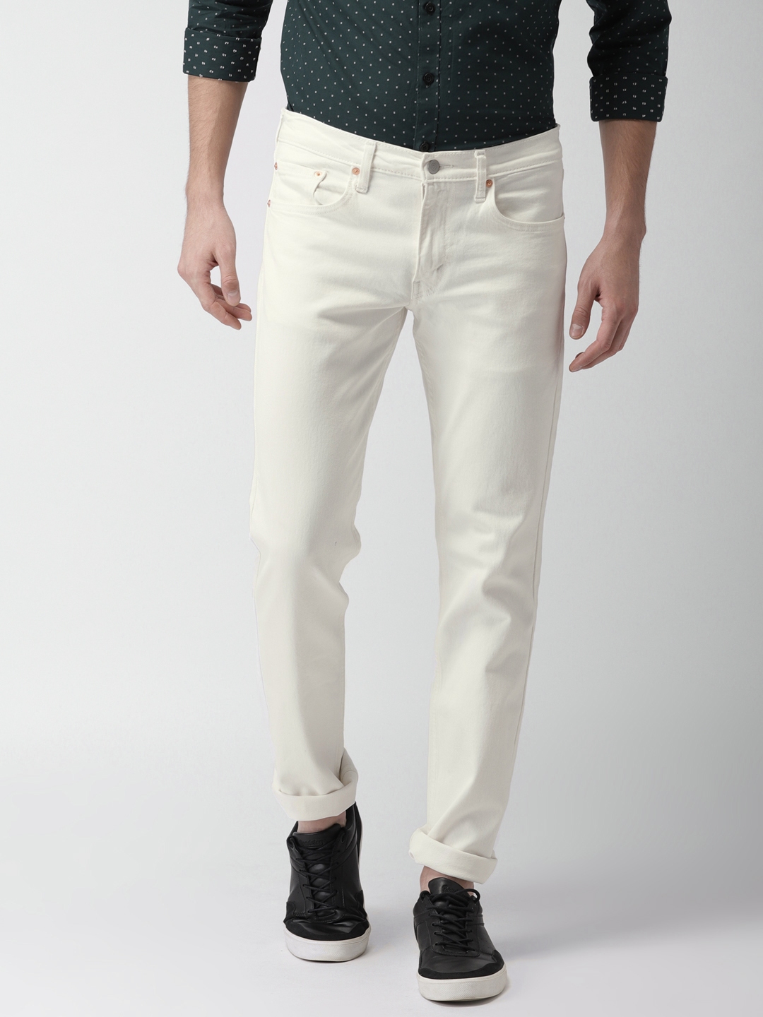 Buy Levis Men White Regular Fit Mid Rise Clean Look Stretchable Jeans ...