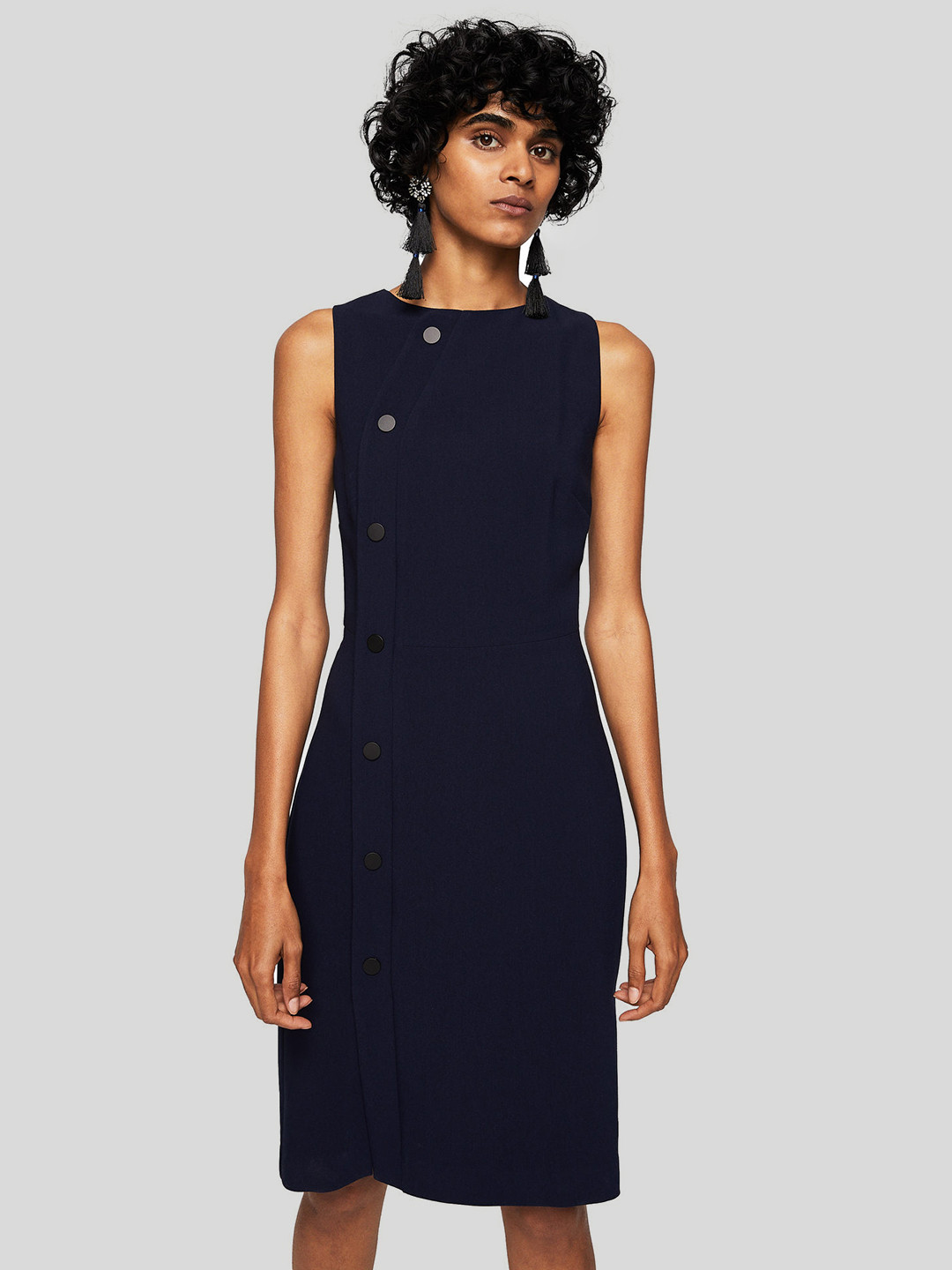 Buy MANGO Women Navy Blue Solid Sheath Dress - Dresses for Women 2471982 | Myntra