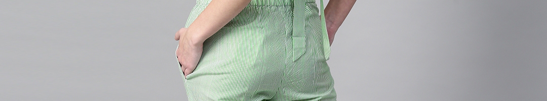 Buy SASSAFRAS Women Green & White Striped Styled Back Crop Top - Tops ...
