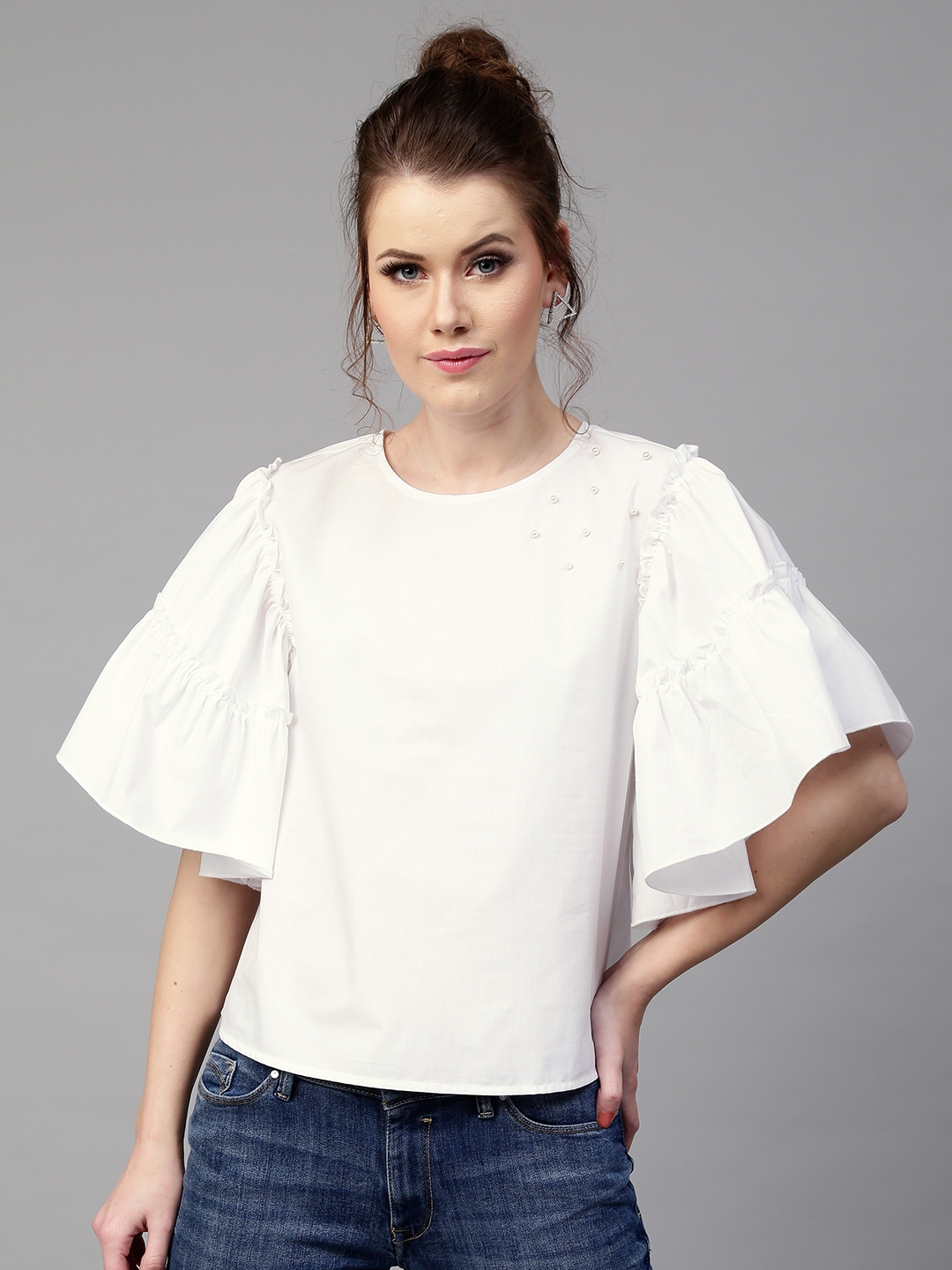 Buy SASSAFRAS Women White Embellished Top - Tops for Women 2472436 | Myntra