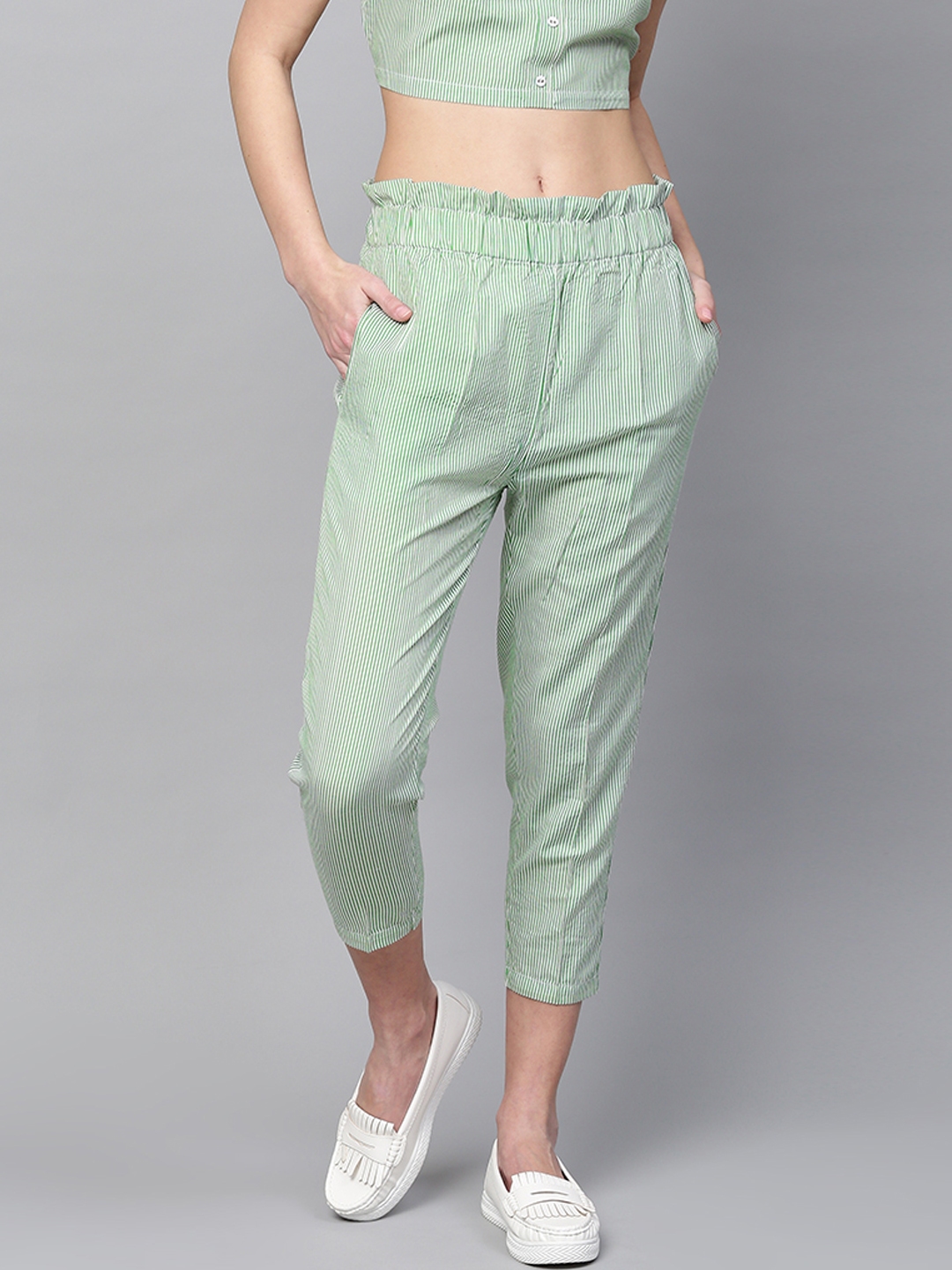 striped cropped trousers