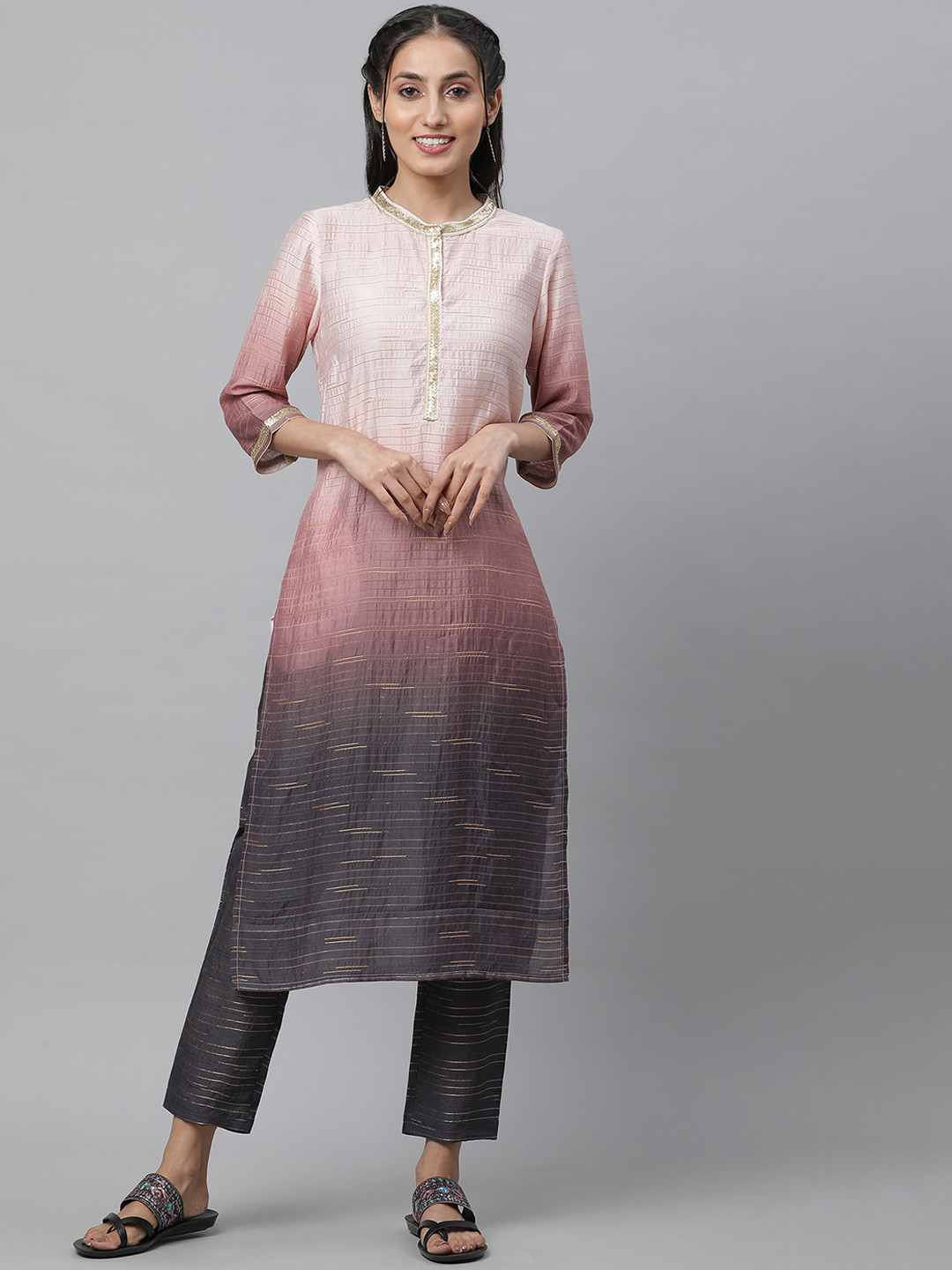 Ombre Design Printed Kurti with Trousers Set
