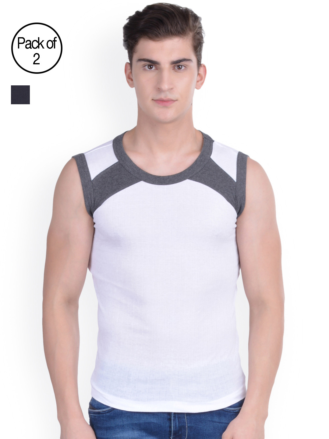 Buy Force GoWear Men's Sports Vest Pack Of 2 MFCF 005 R1 Innerwear