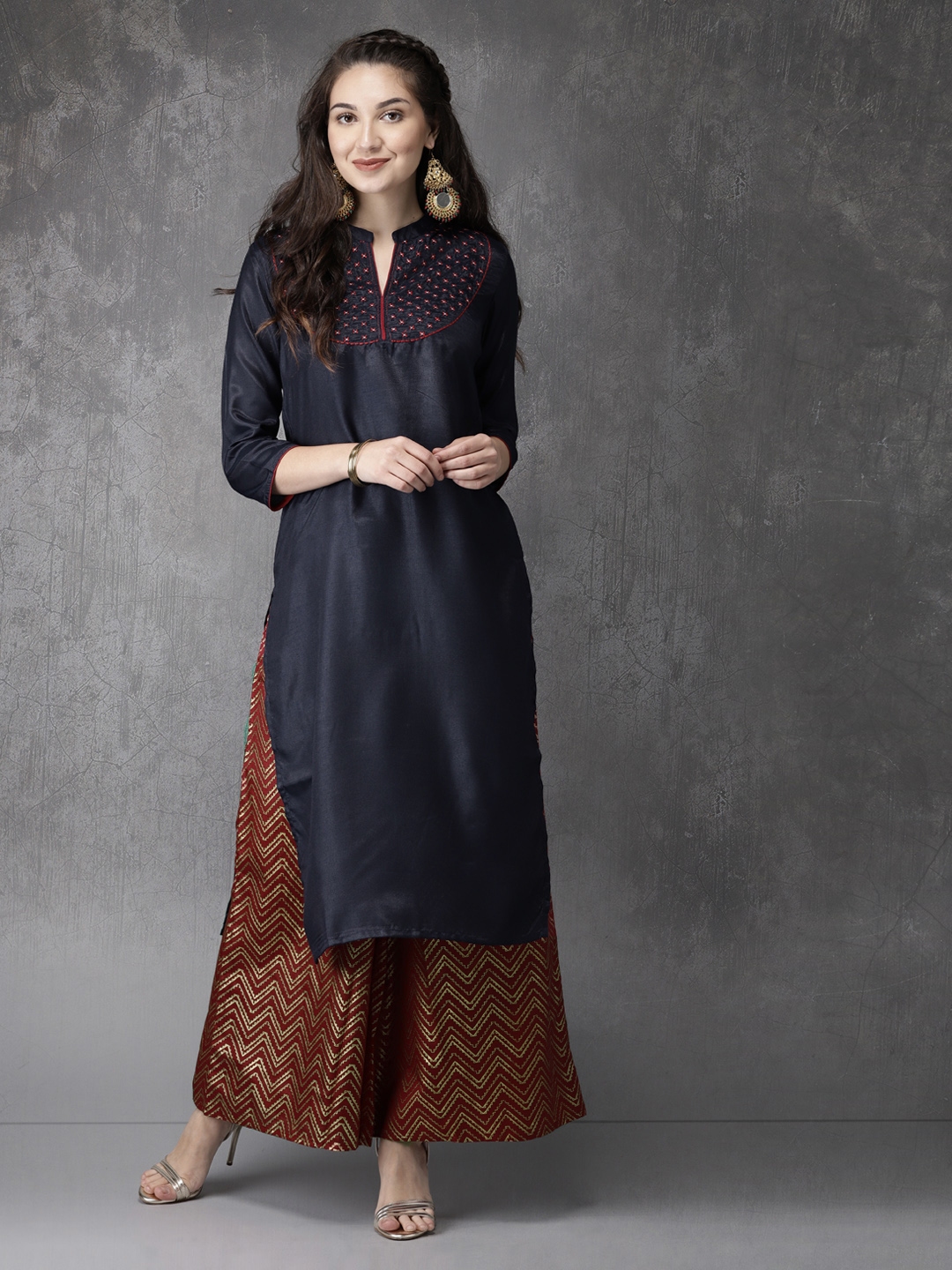 anouk maroon kurta set