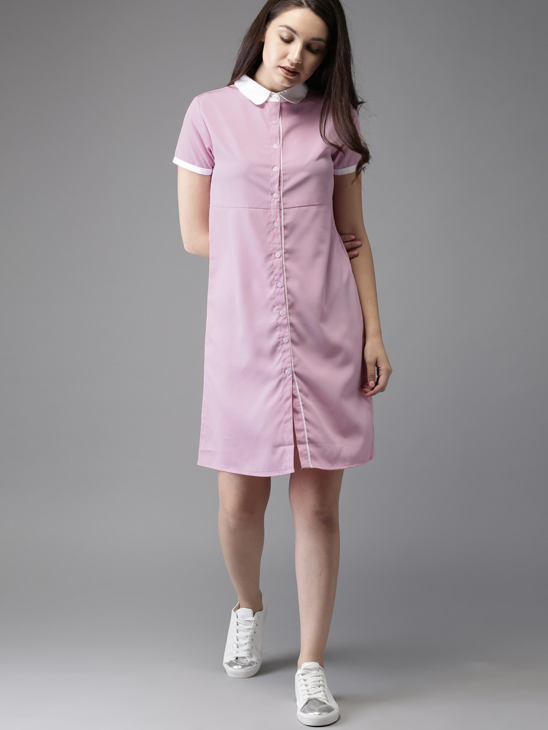 Buy HERE&NOW Women Lavender Solid Shirt Dress Dresses for Women