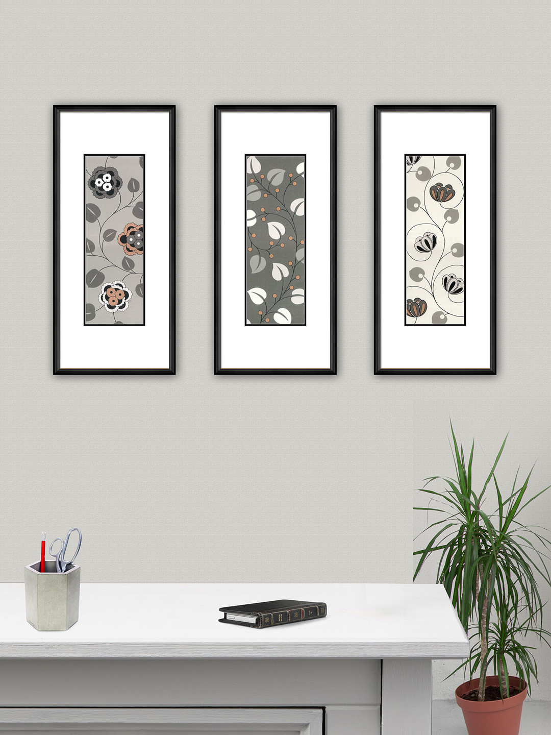 Buy Elegant Arts & Frames Black & White Set Of 3 Metal Framed Wall Art