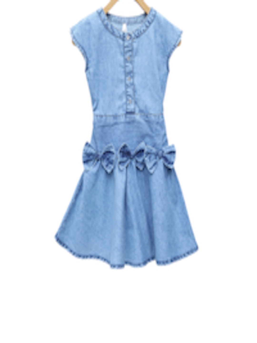 Buy StyleStone Girls Blue Solid Fit And Flare Denim Dress - Dresses for ...