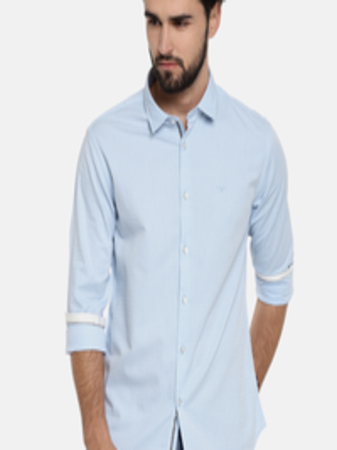 Buy Flying Machine Men Blue Slim Fit Self Design Formal Shirt - Shirts ...