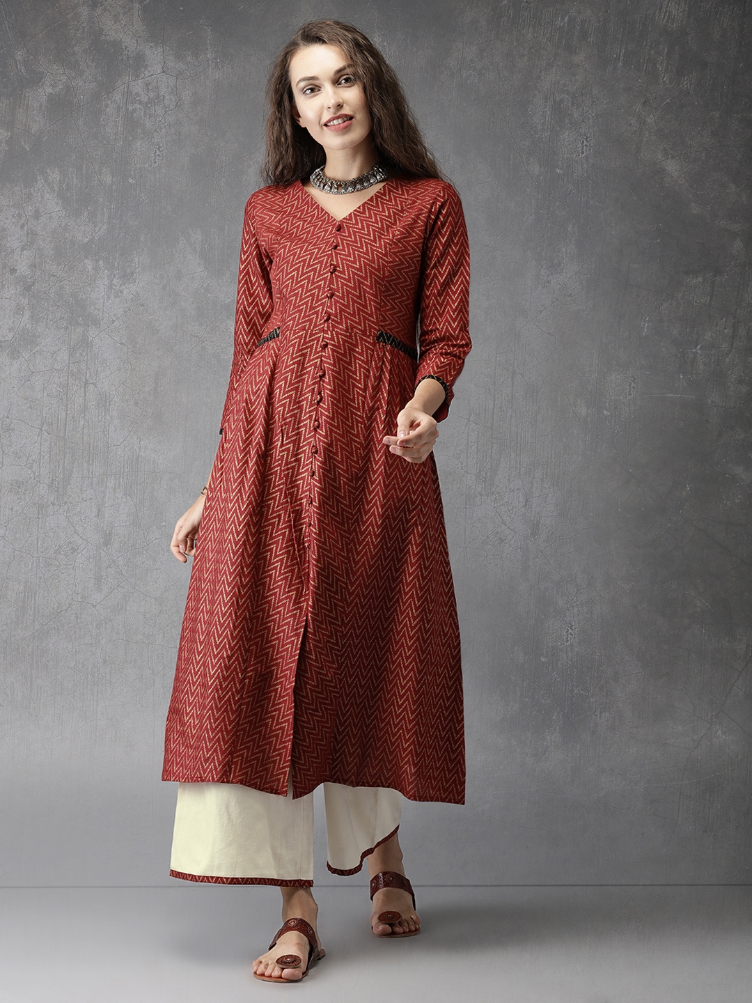 anouk maroon kurta set