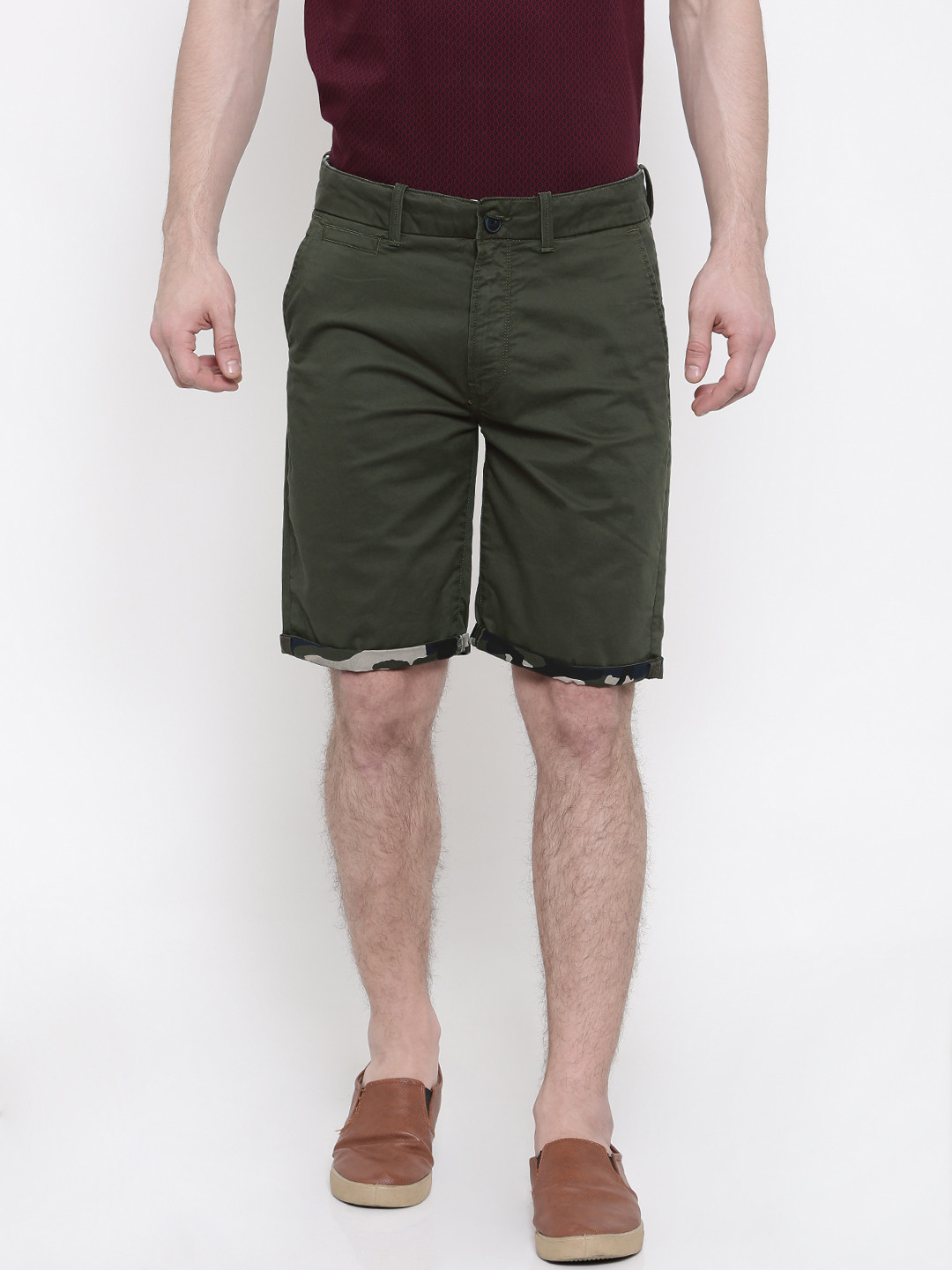 Buy Timberland Men Olive Green Solid Regular Fit Chino Shorts Shorts