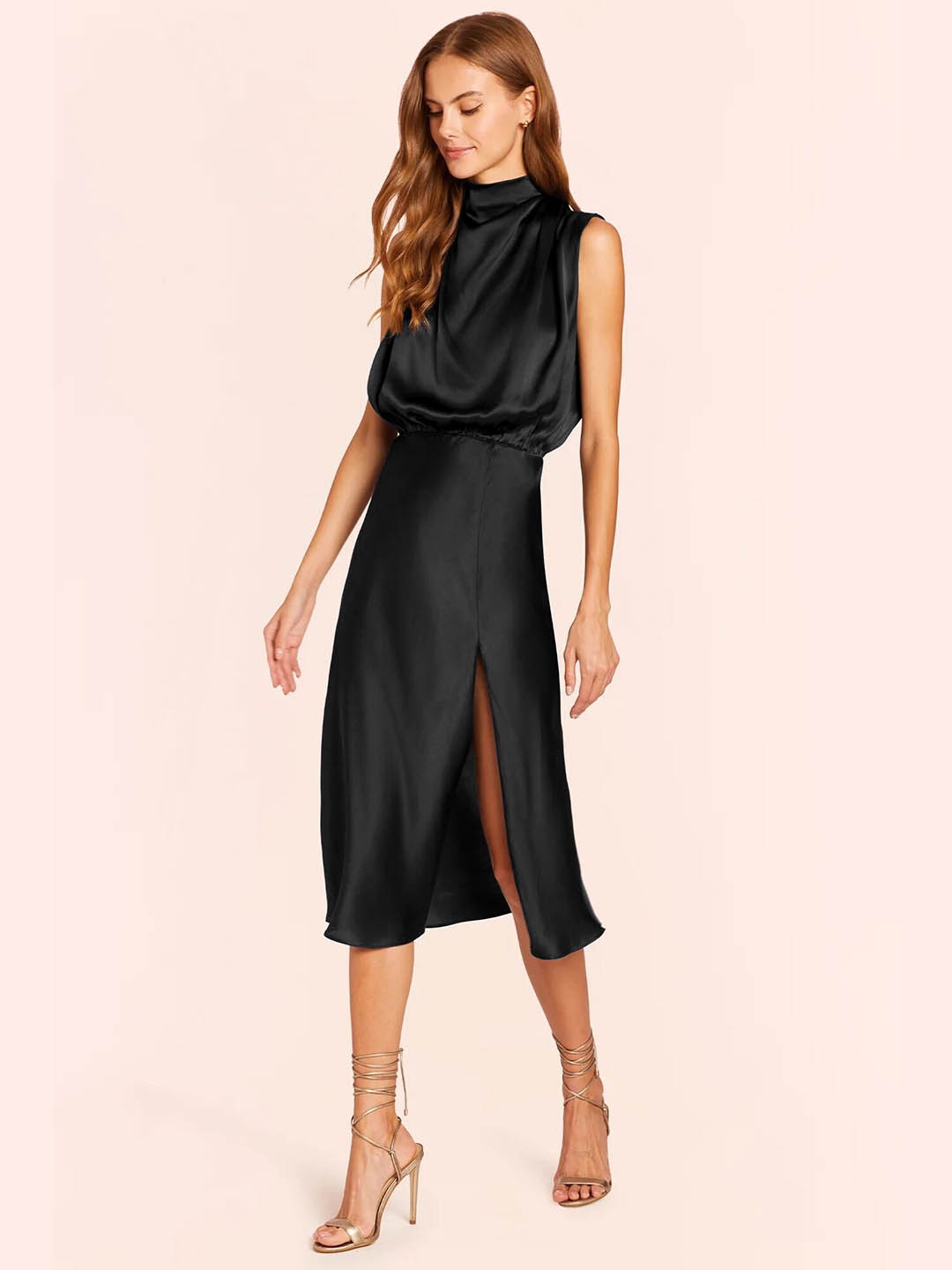 Buy StyleCast Black High Neck Sleeveless Sheath Midi Dress - Dresses ...