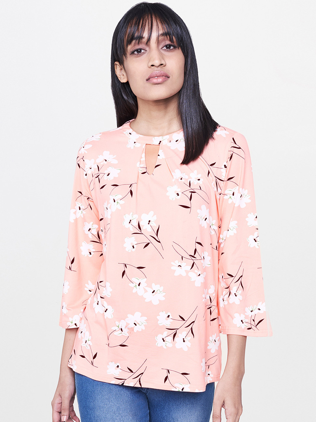 Buy AND Women Peach Coloured Printed Top Tops for Women 2476774 Myntra