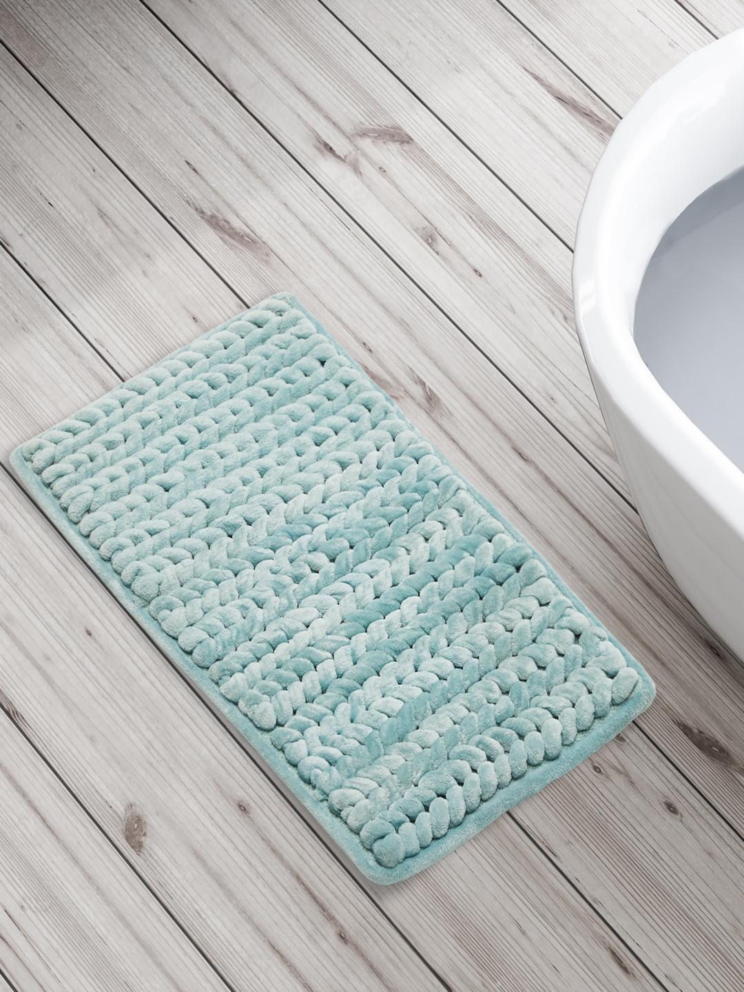 Buy Home Centre Corsica Flamingo Teal Blue 2400 GSM Anti Slip Bath Mat
