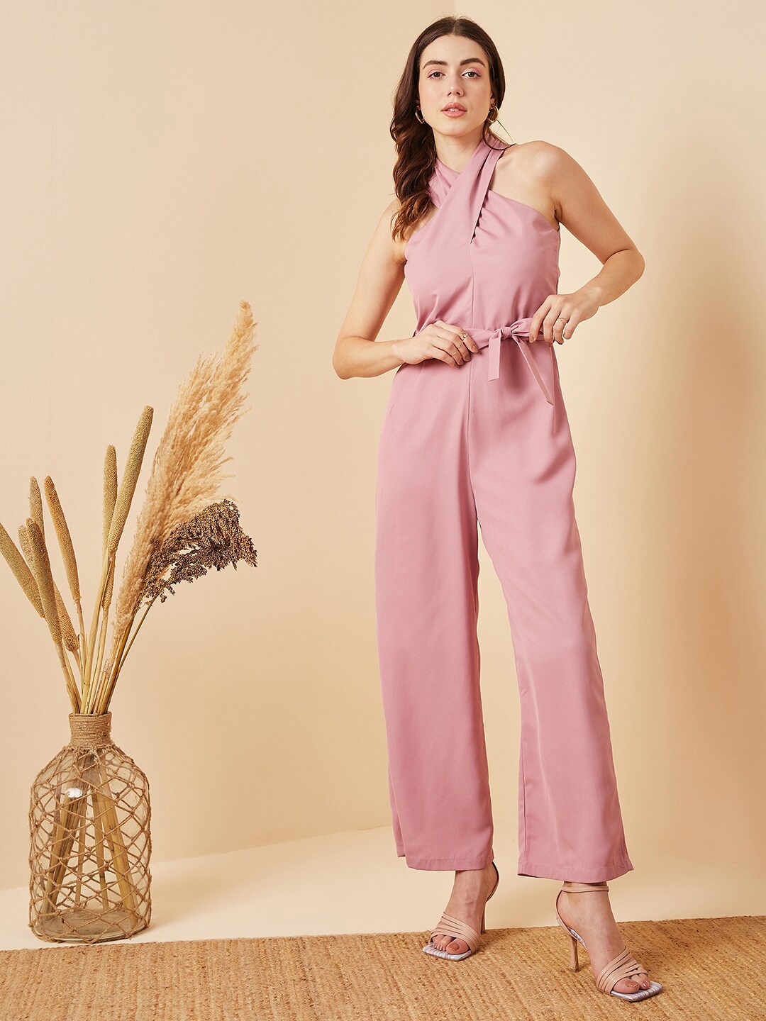 Buy RARE Halter Neck Waist Tie Ups Basic Jumpsuit - Jumpsuit for Women 24779772 | Myntra