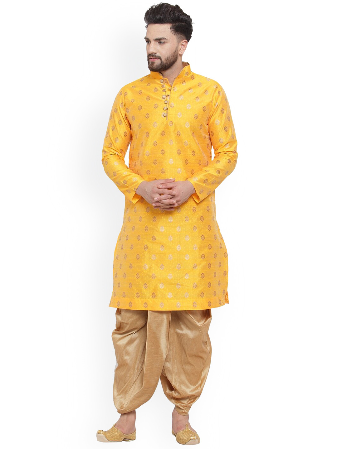 Buy Sydney Heights Ethnic Motifs Woven Design Mandarin Collar Kurta
