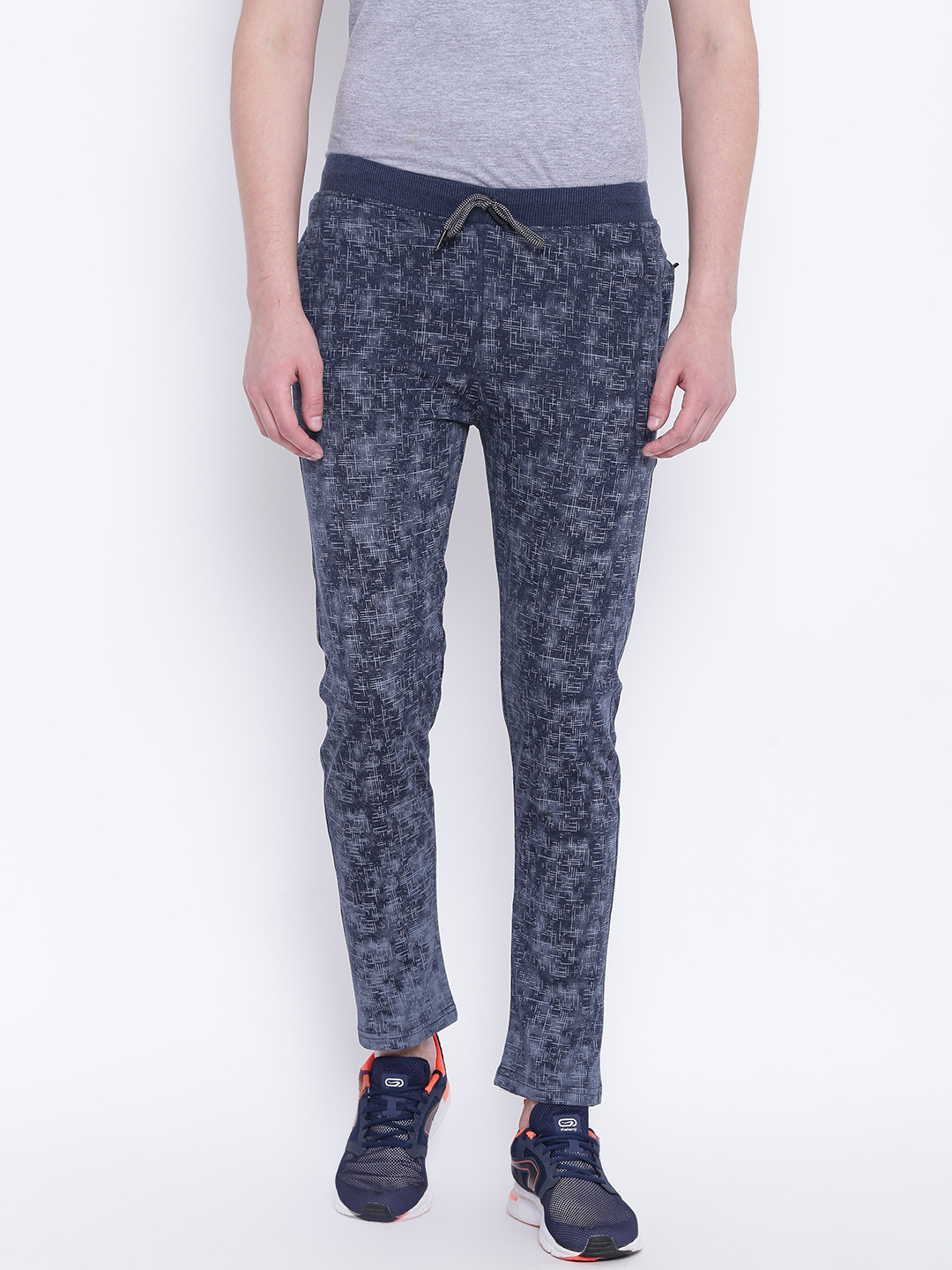 Buy Fort Collins Men Navy Blue Printed Track Pants Track Pants for
