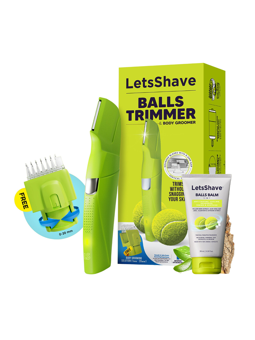 Buy LetsShave Men Set Of 2 Balls Trimmer & 5 In 1 Balls Balm 30ml