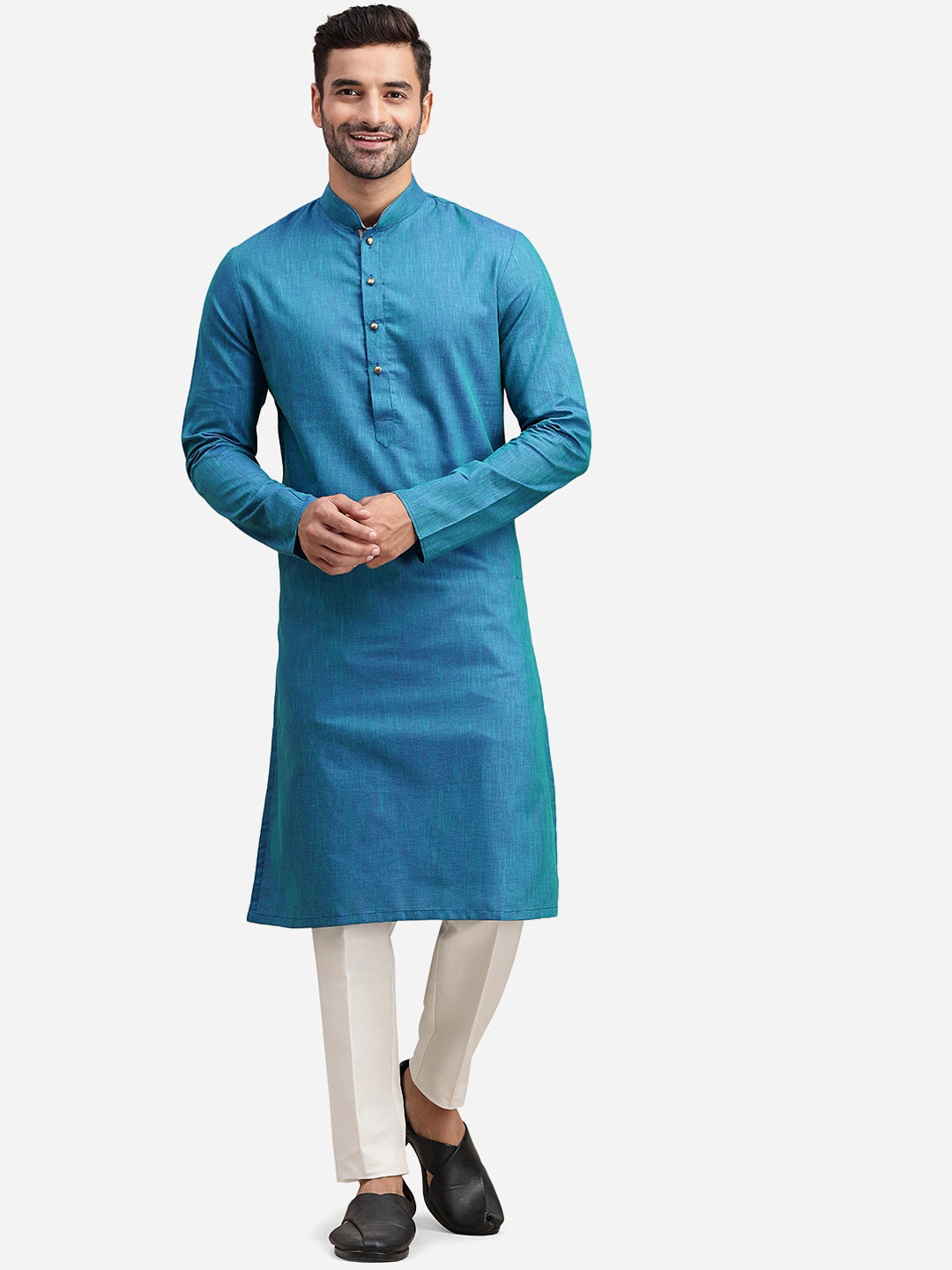 Buy THE KURTA COMPANY Mandarin Collar Straight Kurta Kurtas for Men