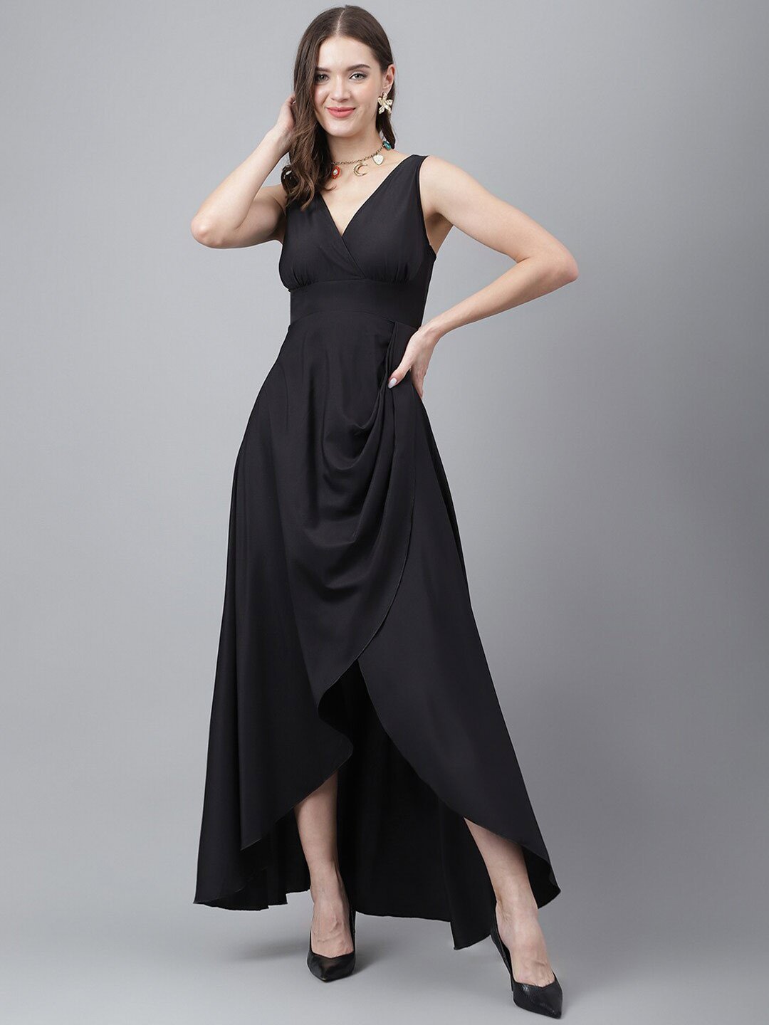 Grey Sleeveless Cotton Maxi Dress main image 0