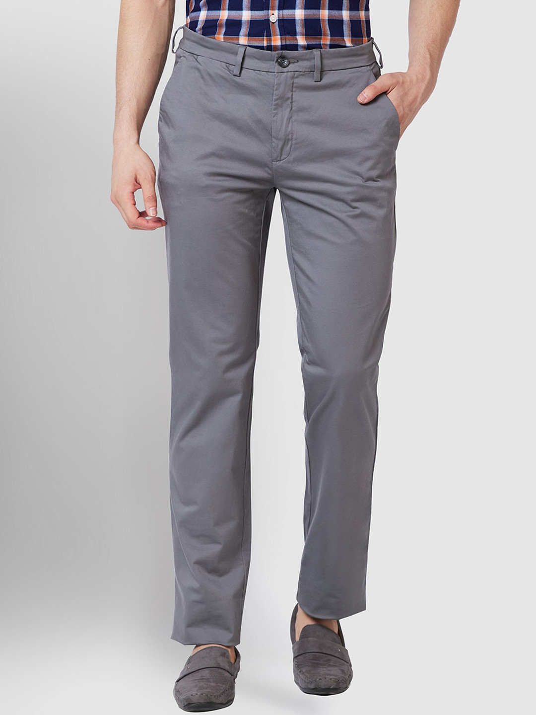 Buy ColorPlus Men Tailored Fit Regular Trousers - Trousers for Men ...