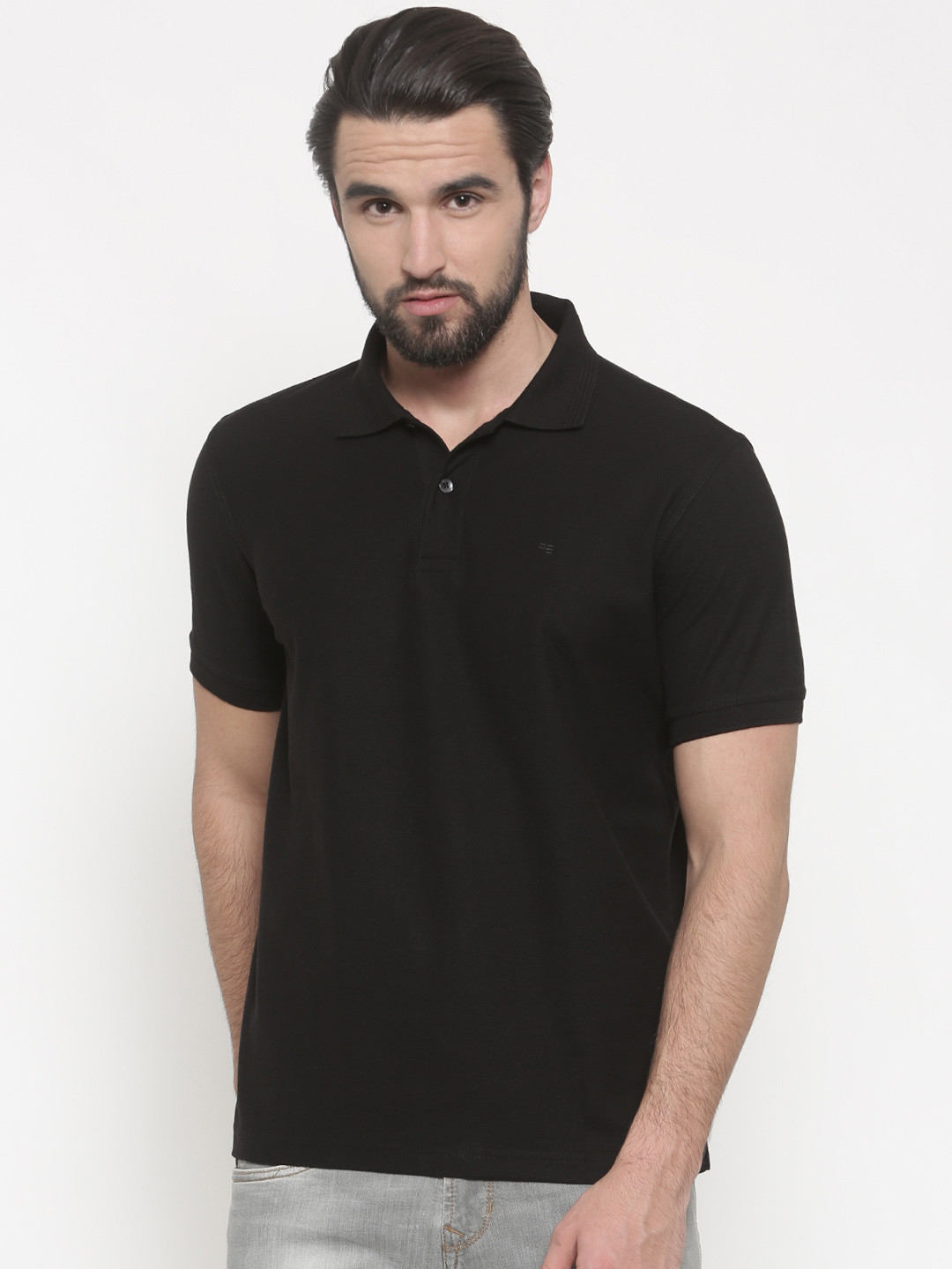 Buy Peter England Men Black Solid Polo T Shirt - Tshirts ...