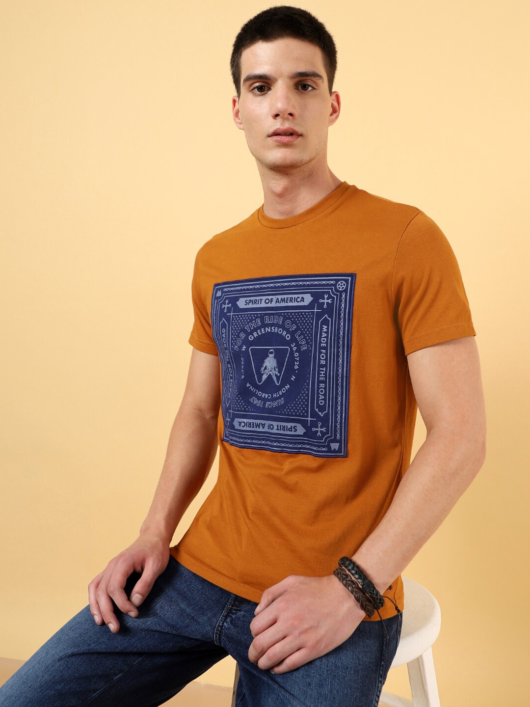 Buy Wrangler Graphic Printed Pure Cotton Casual T Shirt - Tshirts for ...