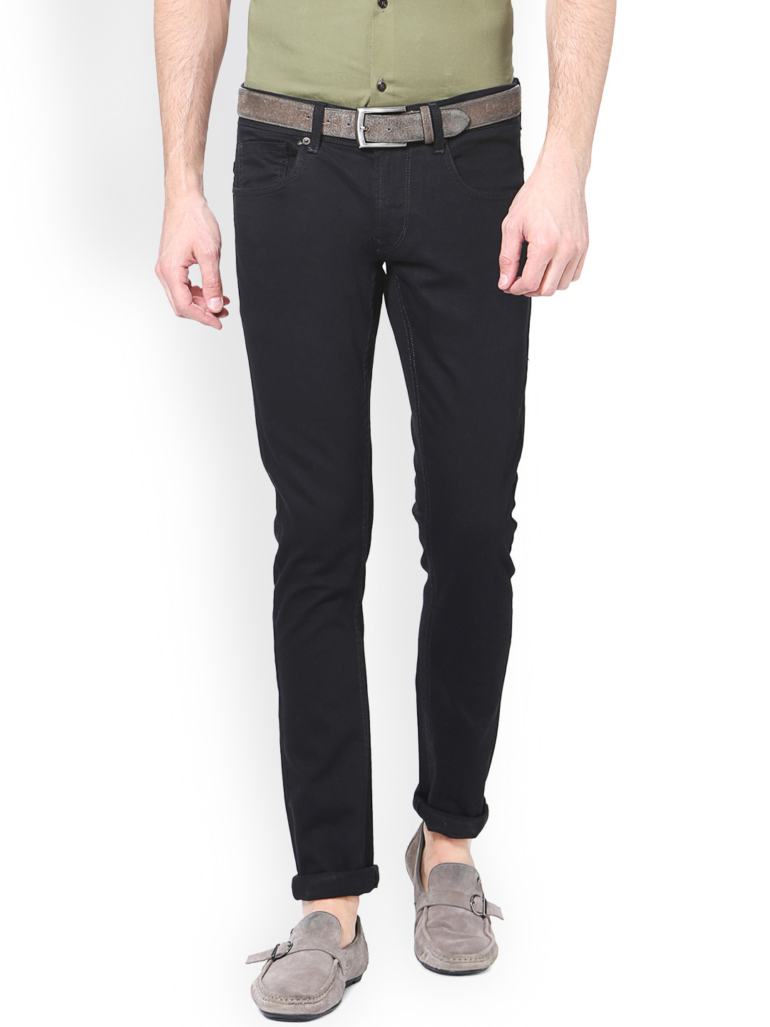 Buy Peter England Casuals Men Black Slim Fit Mid Rise Clean Look Jeans