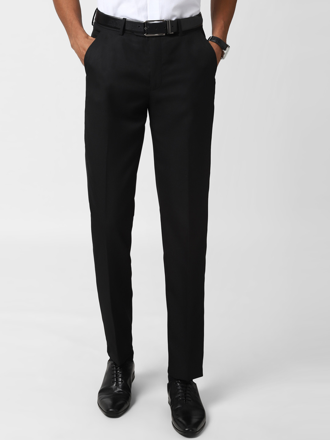 Buy Peter England Men Black Slim Fit Formal Trousers Trousers for Men