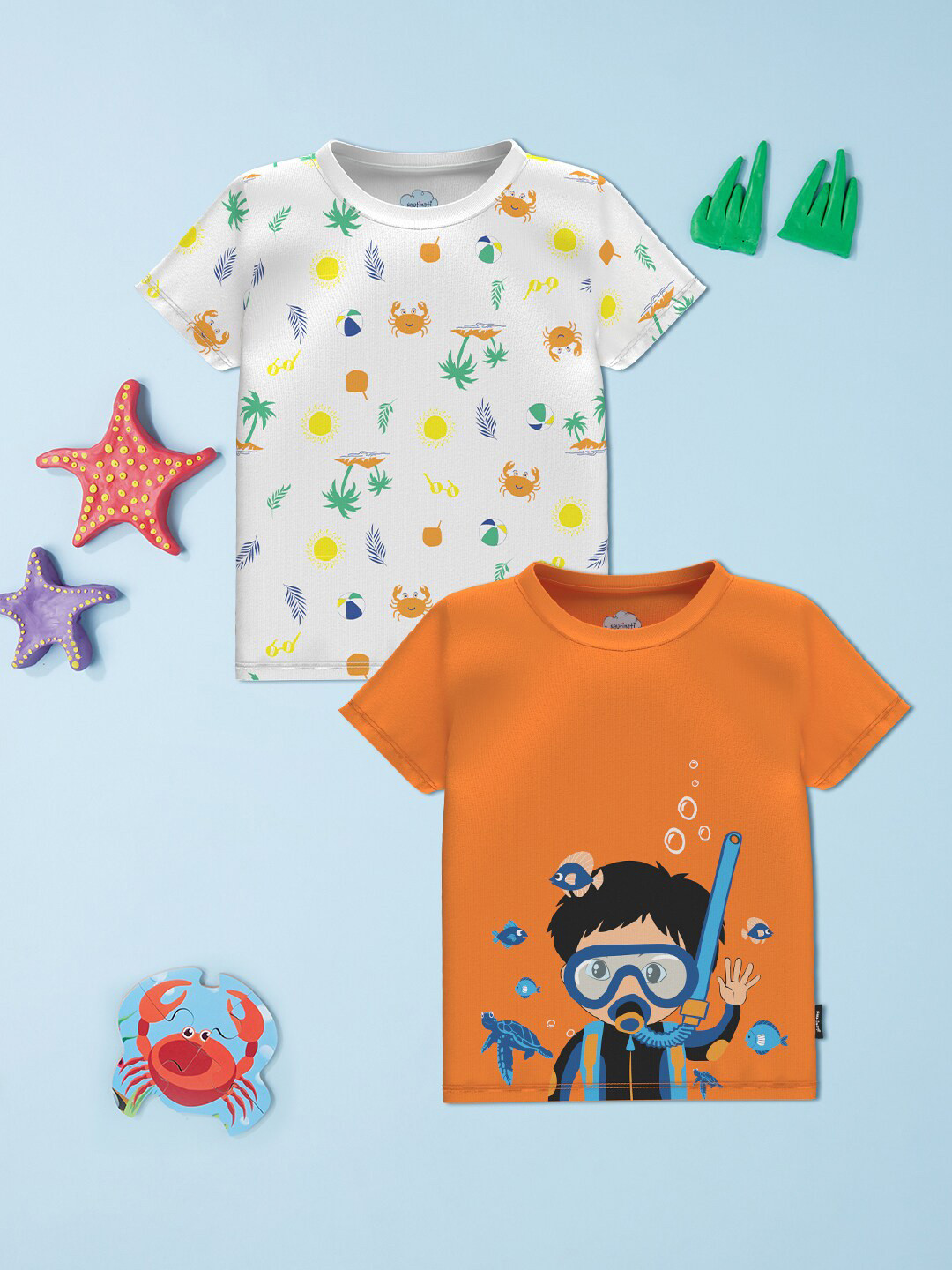 Nautinati Girls Graphic Print Cotton T-shirts | Pack of 2 T-shirts for 3 to 24 Months