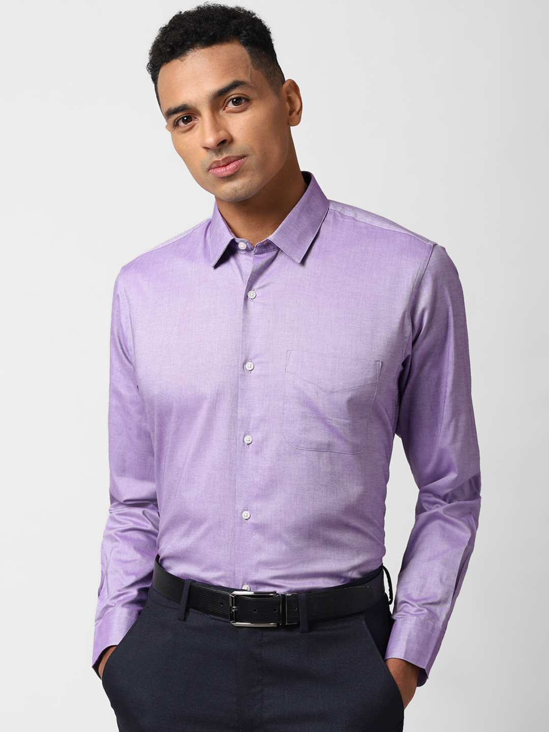 Buy Peter England Men Lavender Nuvo Regular Fit Solid Formal Shirt