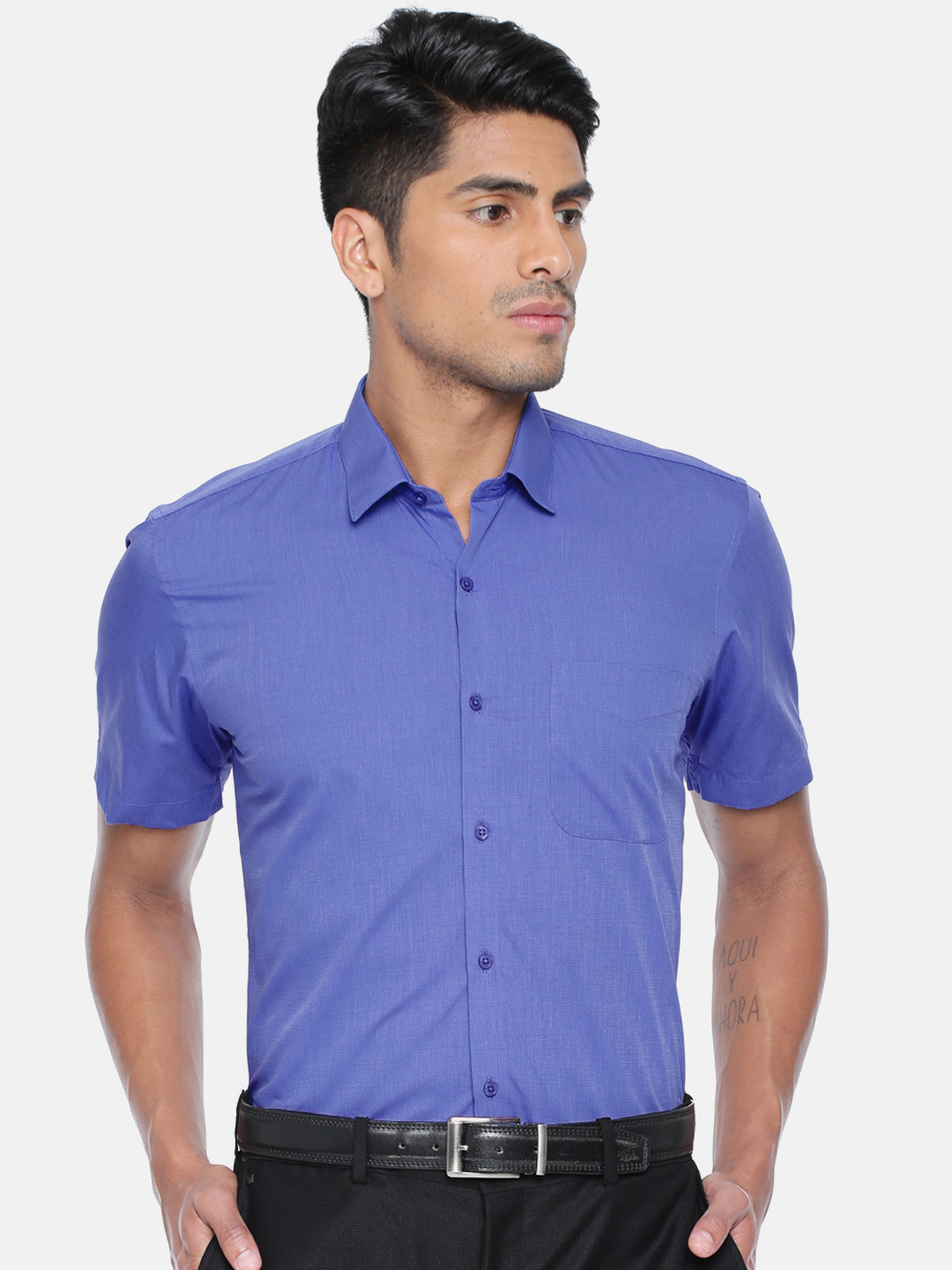 Buy Peter England Men Blue Nuvo Regular Fit Solid Formal Shirt Shirts