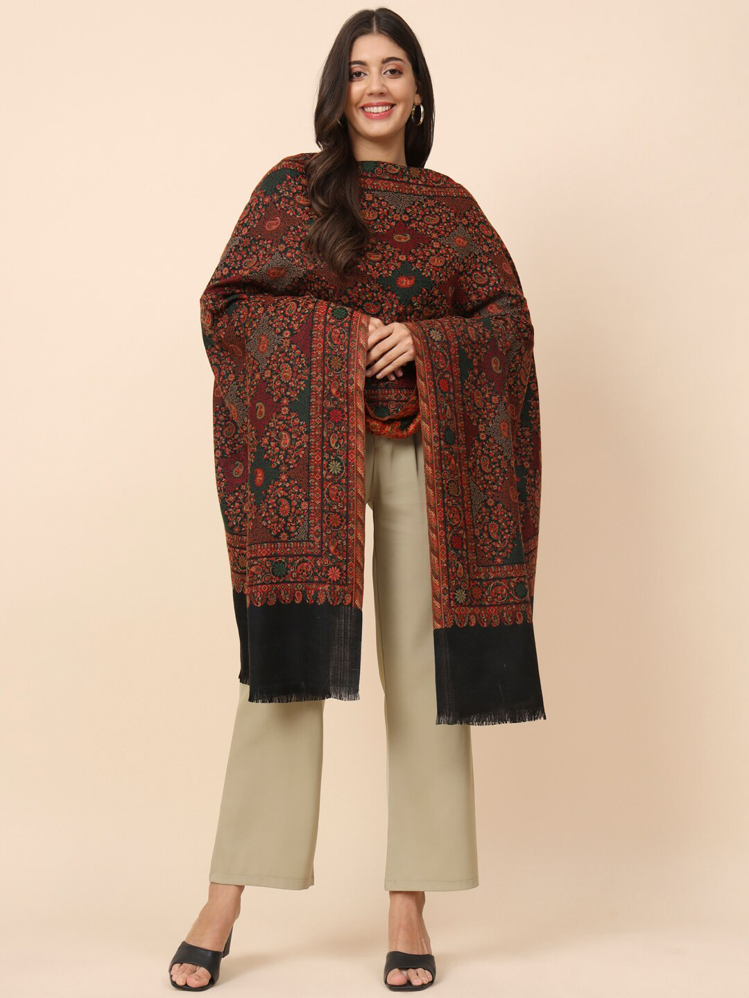 Accesorio étnico Elegante Chal Pashmoda Jamawar Hombre 100x200cm - Lujo Pashmina Estola Cachemira Estilo Mogol Indio Estola Hombre 100x200cm