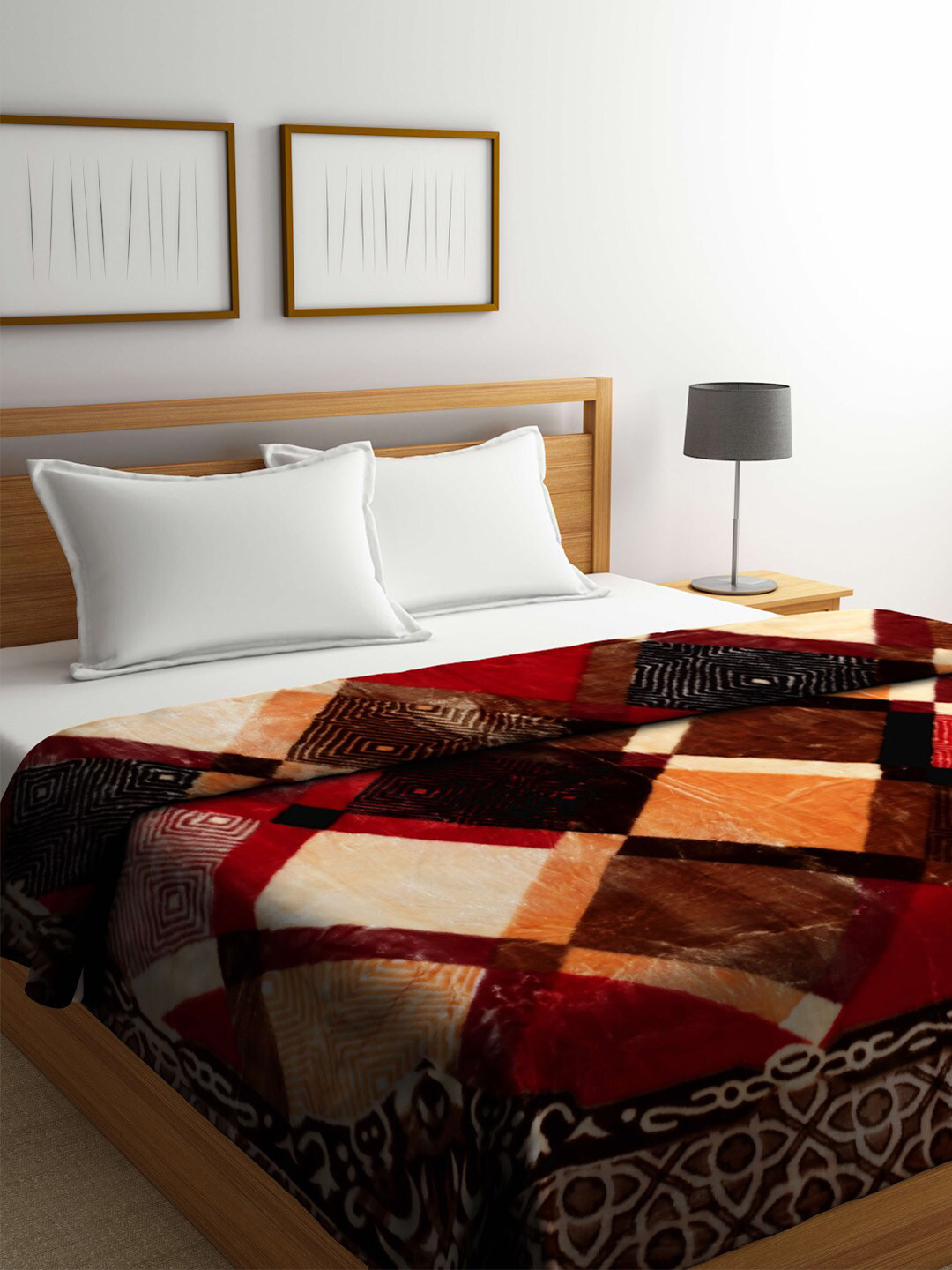 Buy Raymond Home Brown & Cream Coloured Geometric Heavy Winter 800 GSM