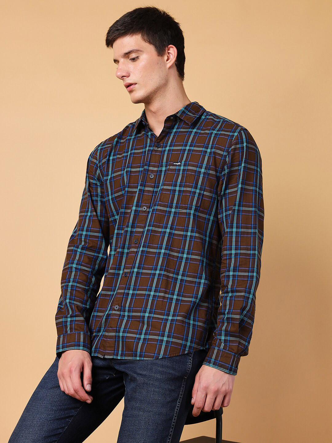 Men's White Comfort Tartan Checked Cotton Casual Shirt
