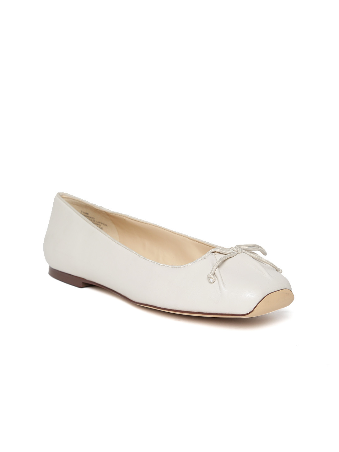 Buy Nine West Women Off White Solid Leather Ballerinas Flats for