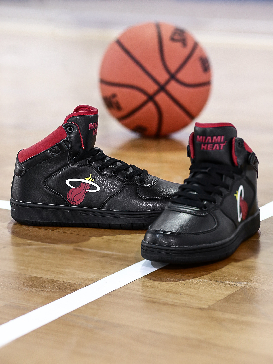 Buy NBA Miami Heat Men Black High Top Sneakers Casual Buy NBA Miami Heat Men Black High Top Sneakers Casual
