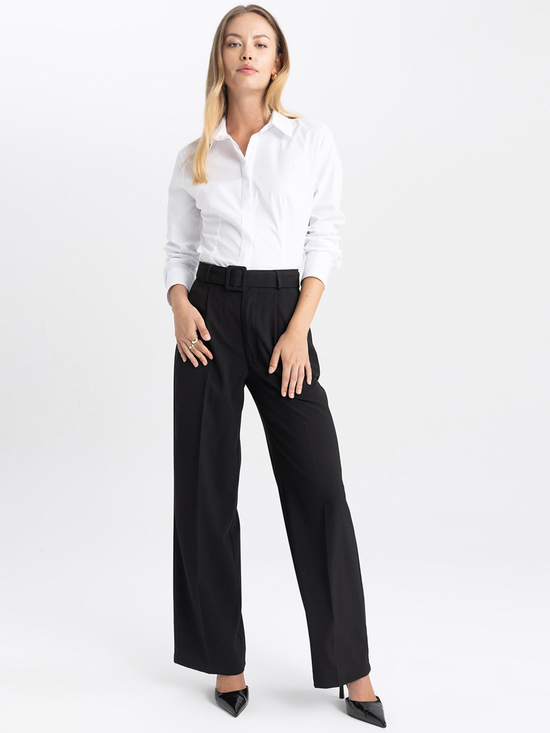 Buy DeFacto Women Mid Rise Formal Parallel Trousers Trousers for Women 24848780 Myntra