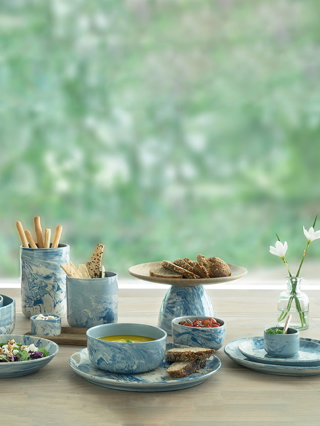 Buy Ellementry The Earth Blue Printed Ceramic Chip & Dip Serveware