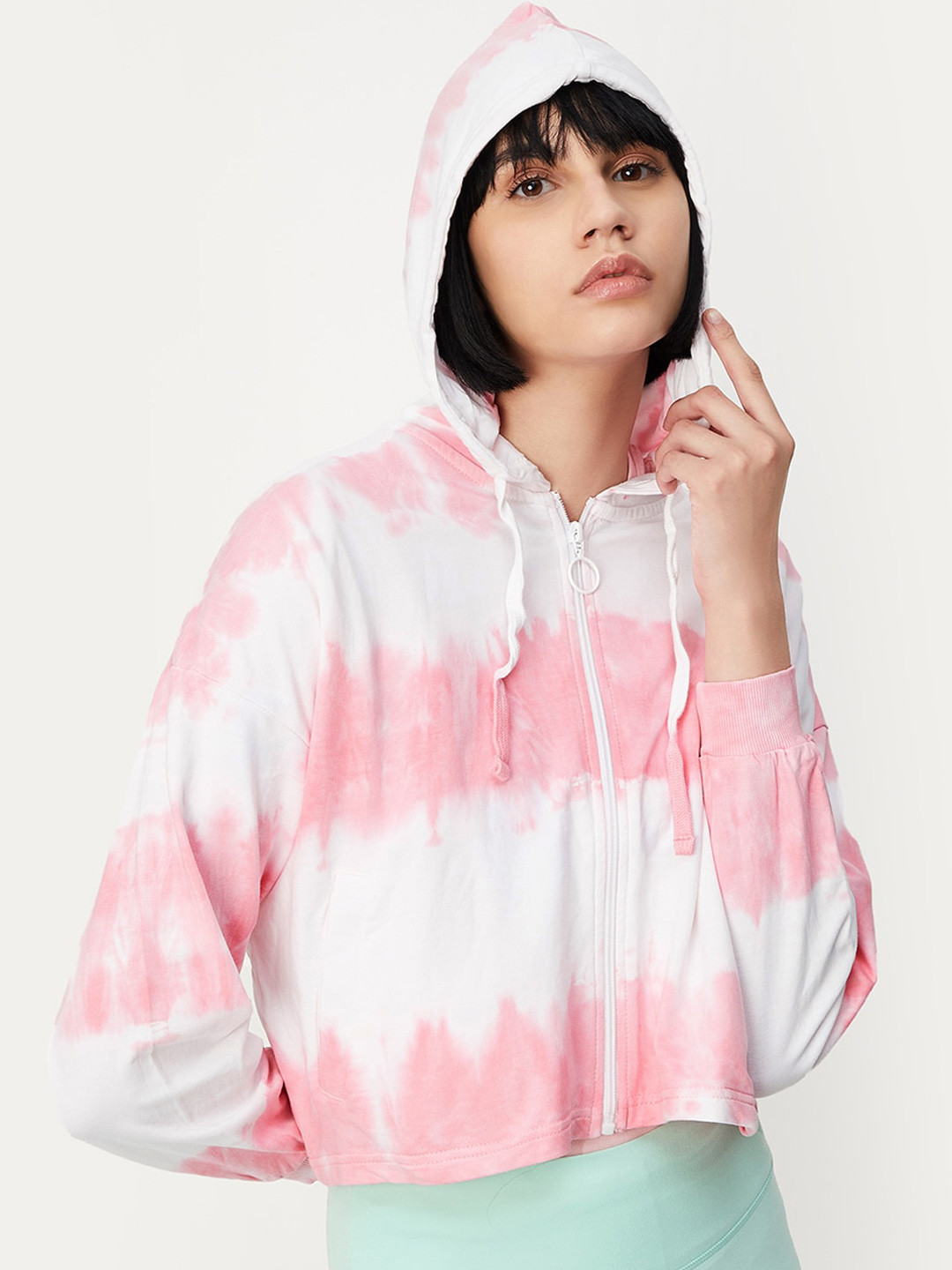Tie Dye Pattern Print Women Casual Bomber Jacket main image 0