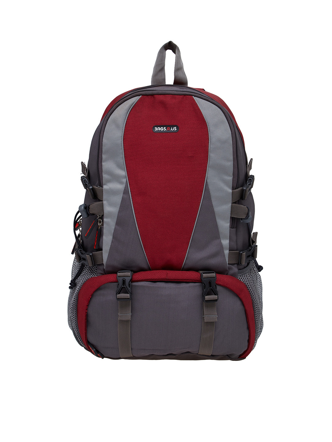Buy Bags.R.us Unisex Grey & Maroon Solid Laptop Backpack Backpacks